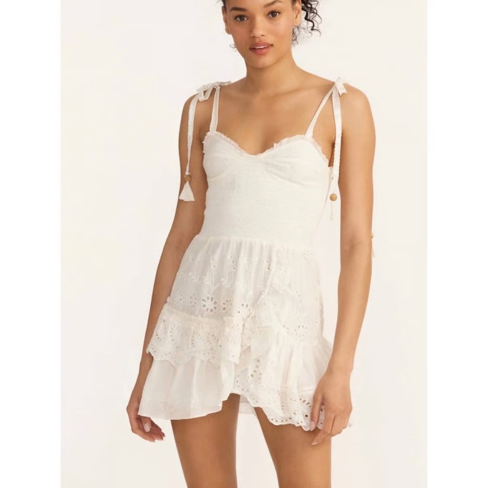 LoveShack Fancy Olani White Eyelet Dress